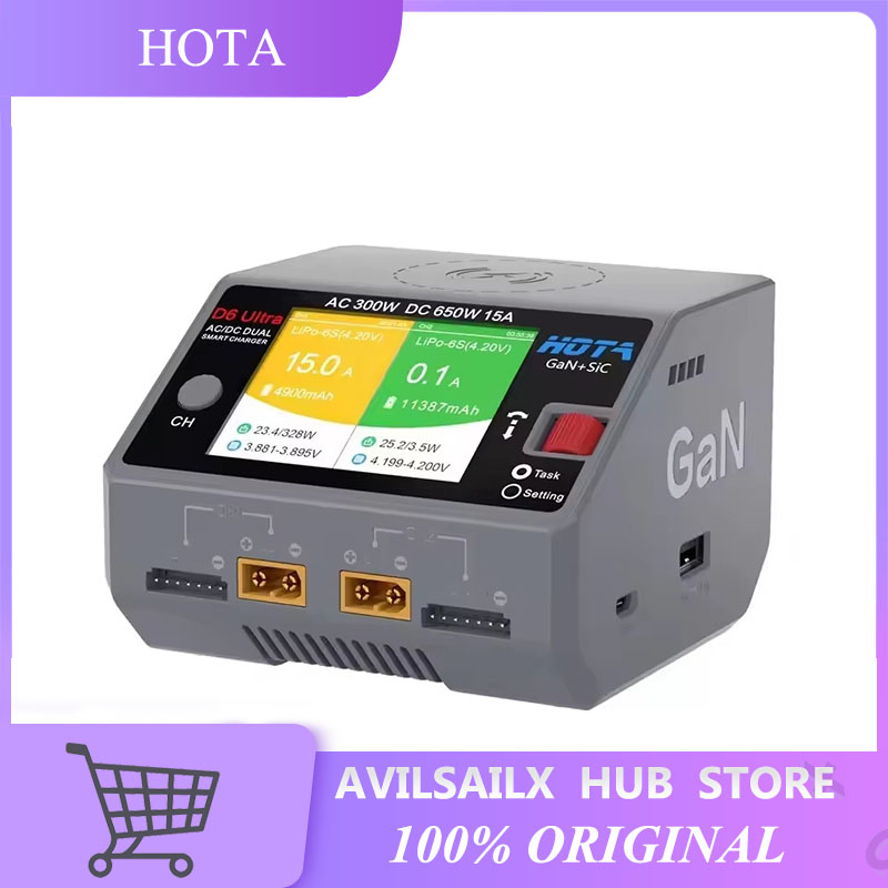 Lipo Battery 6S - HOTA D6 Ultra GaN+SiC เครื่องชาร์จแบบสองช่องสัญญาณ AC300W