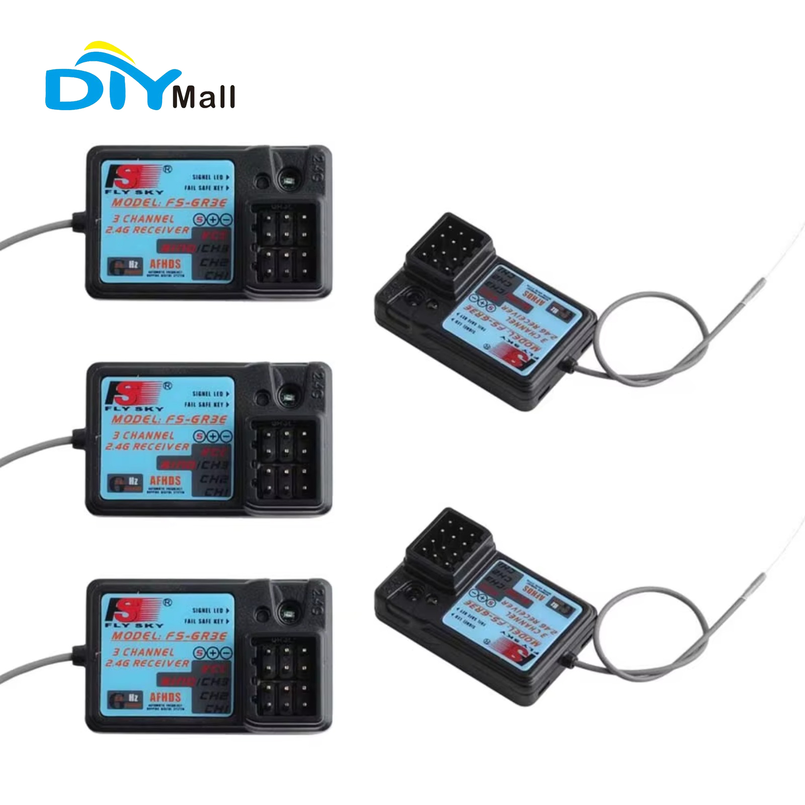 Flysky Transmitter - ฟลายสกาย FS-GR3E 3CH 2.4GHz ตัวรับสัญญาณกันน้ำสำหรับรถ RC/โดรน,