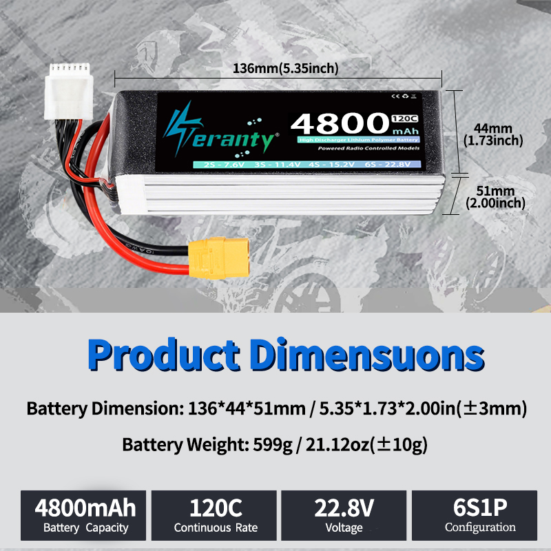 TERANTY 6S 4800mAh แบตเตอรี่ลิ - Lipo Battery 6S บทวิจารณ์และราคา