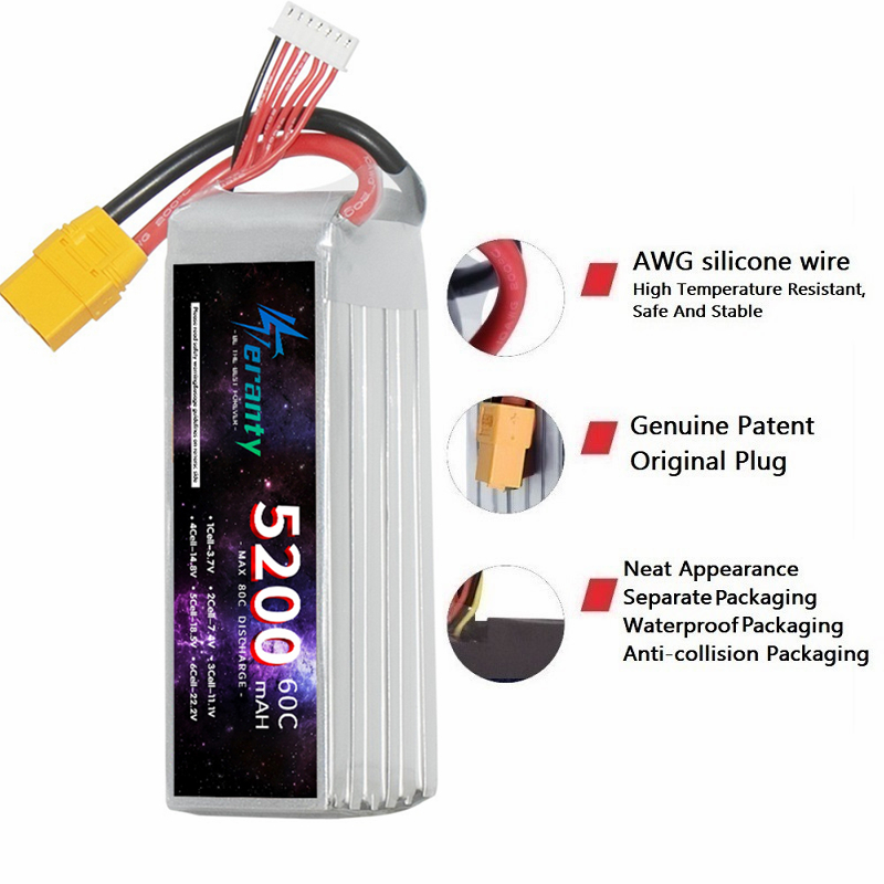 Teranty 6S 5200mAh LiPo แบตเตอ - Lipo Battery 6S บทวิจารณ์และราคา
